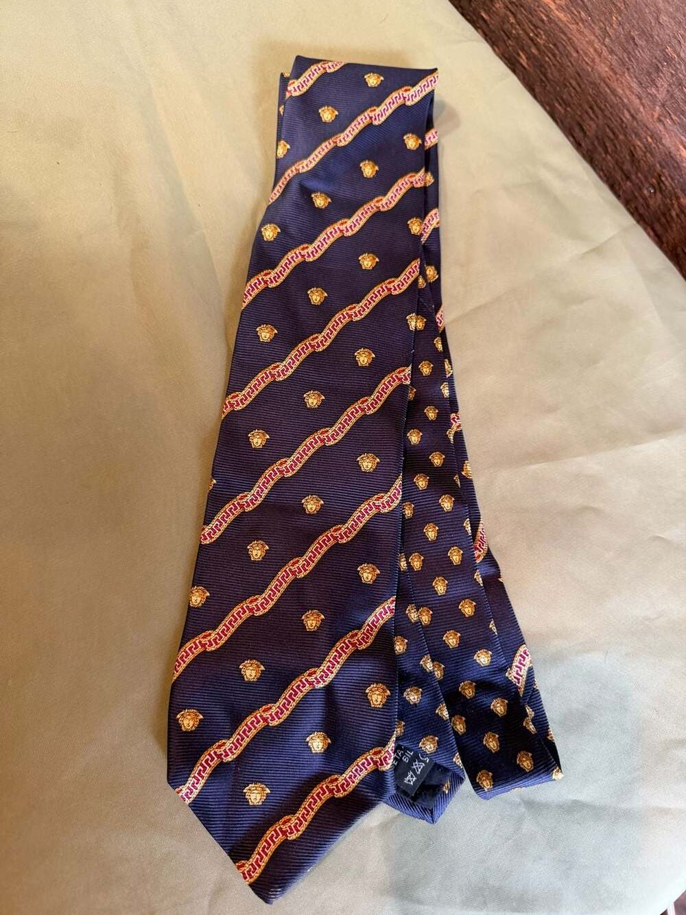 Gianni Versace Medusa Head and Greek Key Silk Necktie